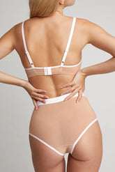 Sieve Non-Wire Bra in Buff + White