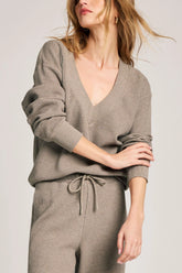 Waffle Knit Deep V in Mink