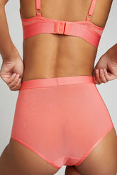 Sieve High-Waist Brief in Coral