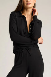 Fino Featherweight Cashmere Polo in Black