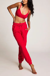 Waffle Knit Jogger in Cerise