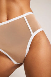 Sieve High Brief in Buff + White