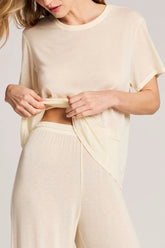 Fino Featherweight Cashmere Boyfriend Tee in Cream