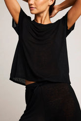 Fino Featherweight Cashmere Boyfriend Tee in Black