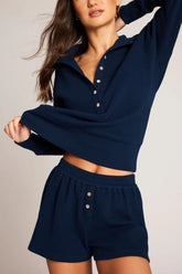 Waffle Knit Short in Navy