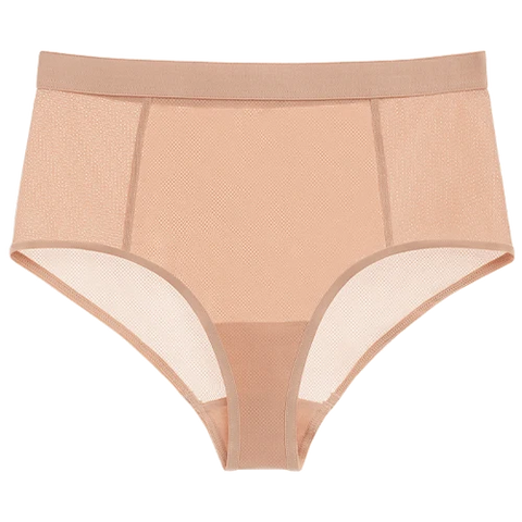 Sieve High-Waist Brief in Buff