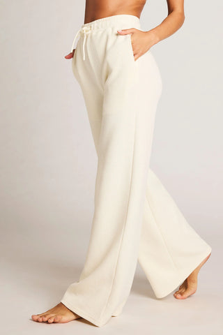 Waffle Knit Track Pant in Cream