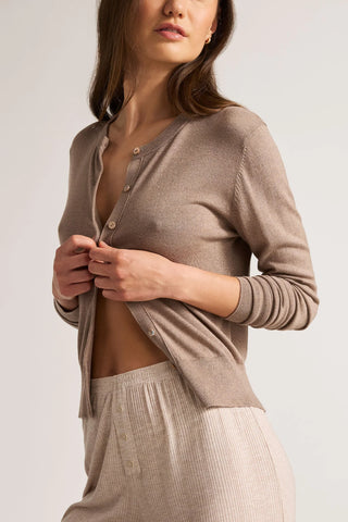 Silk Cashmere Cardi in Mink