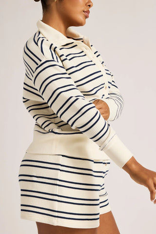 Waffle Knit Pullover in Sailor