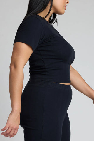 Pointelle Baby Tee in Black