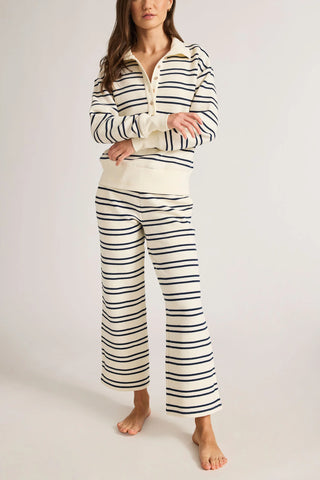 Waffle Knit Cropped Track Pant in Sailor