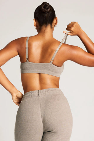 Waffle Knit Lounge Bralette in Mink