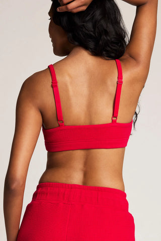 Waffle Knit Lounge Bralette in Cerise