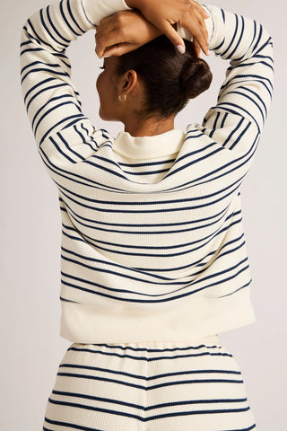 Waffle Knit Pullover in Sailor
