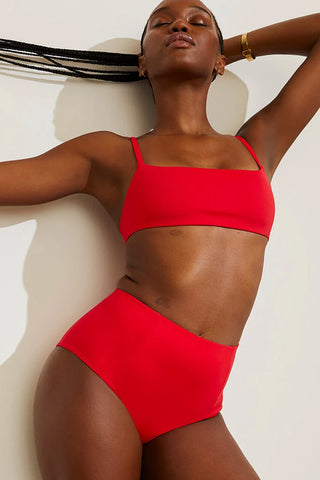 Swim High Rise Bottom in Cherry