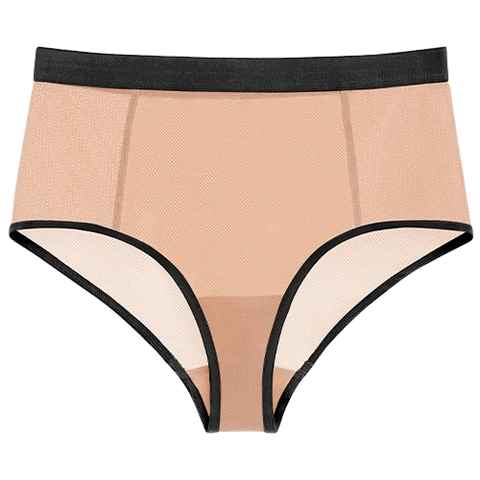 Sieve High-Waist Brief in Buff + Black