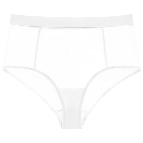 Sieve High-Waist Brief in White