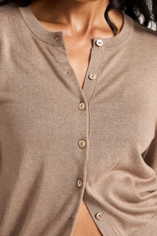 Silk Cashmere Cardi in Mink