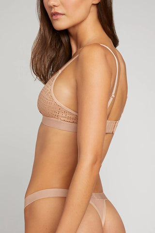 Eyelet Lace Thong in Buff