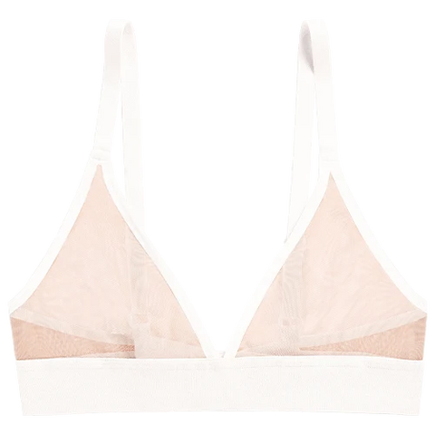 Sieve Triangle Bra in Buff + White