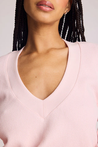 Waffle Knit Deep V in Shell