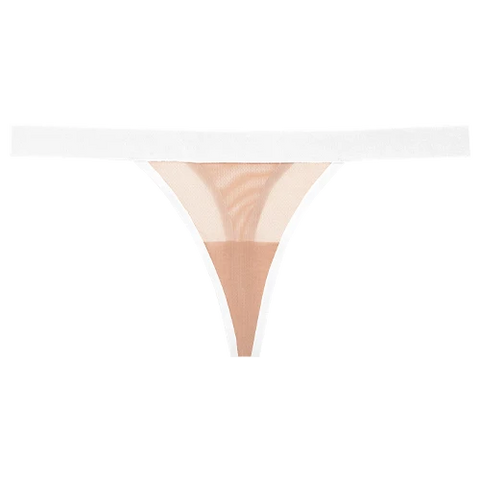 Sieve Thong in Buff + White