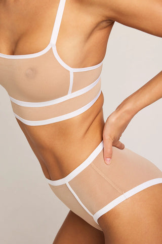 Sieve High Brief in Buff + White