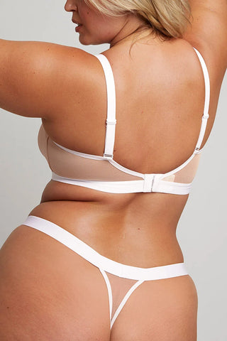 Sieve Thong in Buff + White