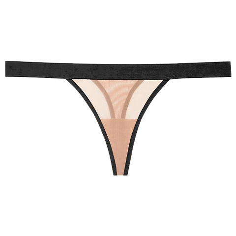 Sieve Thong in Buff + Black