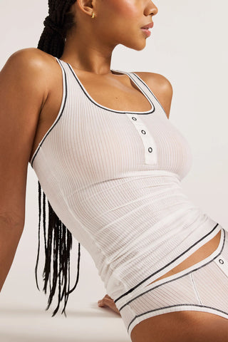 Whipped Racerback Tank in White + Black
