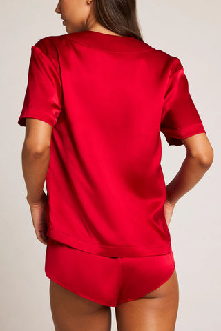 Eclipse Washable Silk V-Top in Cerise