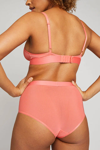 Sieve High-Waist Brief in Coral