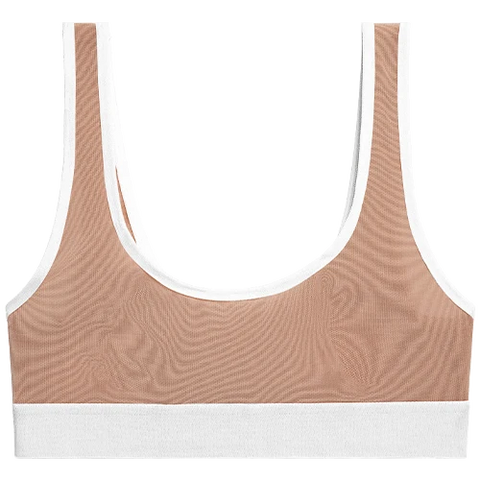 Sieve Bra Top in Buff + White