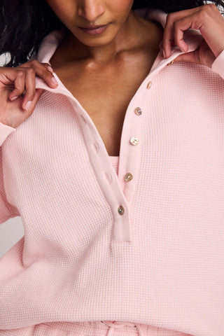Waffle Knit Pullover in Shell