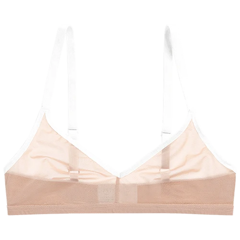 Sieve Non-Wire Bra in Buff + White