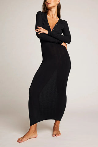 Whipped Henley Dress in Black