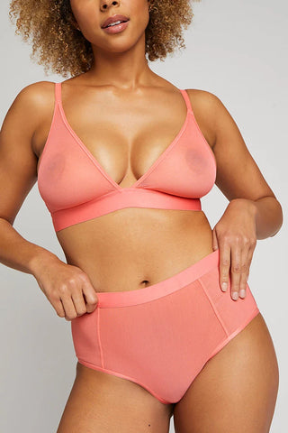 Sieve High-Waist Brief in Coral
