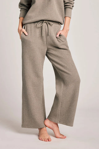 Waffle Knit Cropped Track Pant in Mink