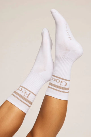Feel Good Varsity Sock Trio in Toast (Pack)