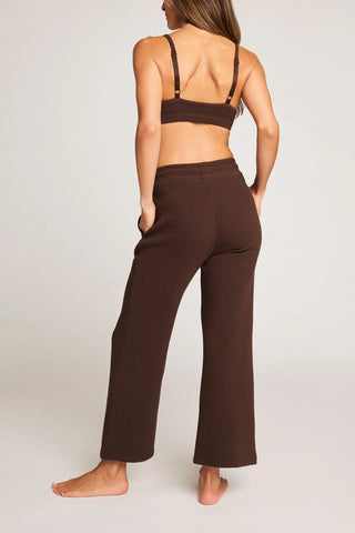 Waffle Knit Cropped Track Pant in Espresso