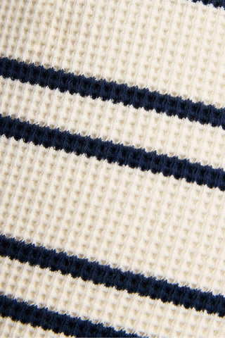 Waffle Knit Cropped Track Pant in Sailor