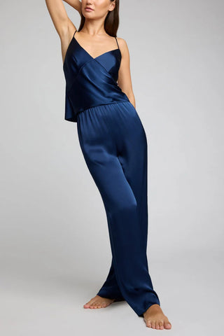 Eclipse Washable Silk Track Pant in Navy